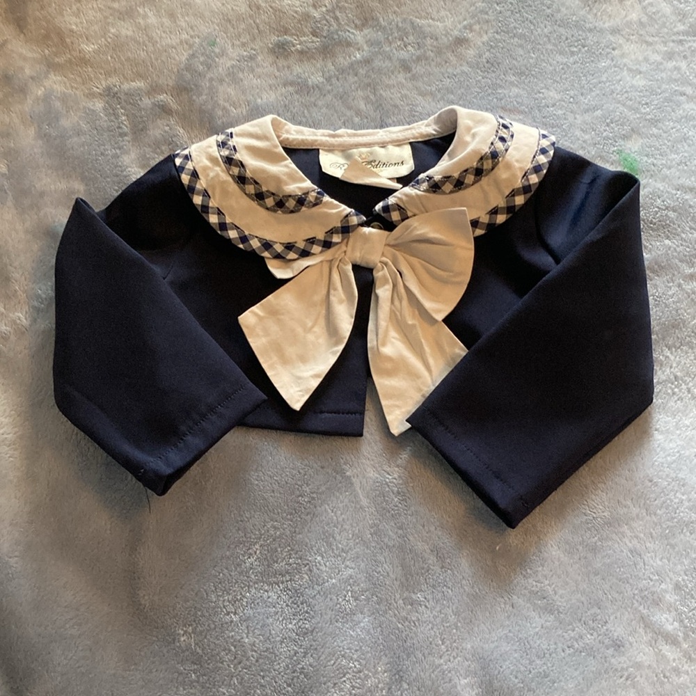 NWOT Classic White and Navy Checkered Girls Dress - Picture 5 of 6